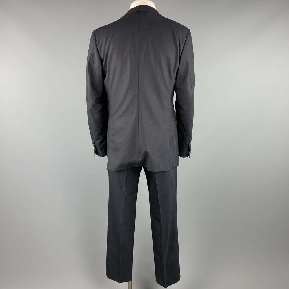 BELVEST Long Black Stripe Wool Notch Lapel Suit - Picture 3 of 8